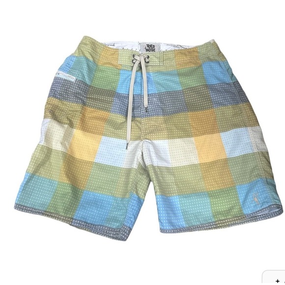 Toes On the Nose Board Shorts Men's 34 Aloha Khaki Swim Surf Shorts Drawstring - Picture 1 of 5